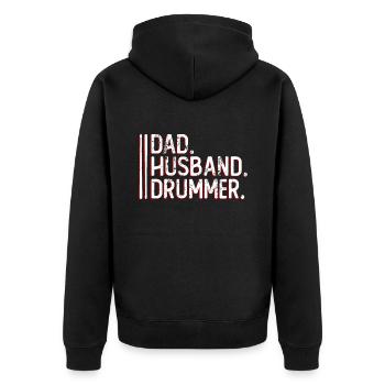 Père. Mari. Batteur. -Batteur - Veste à capuche bio Premium Unisexe - noir - Dos - Nico (187cm)