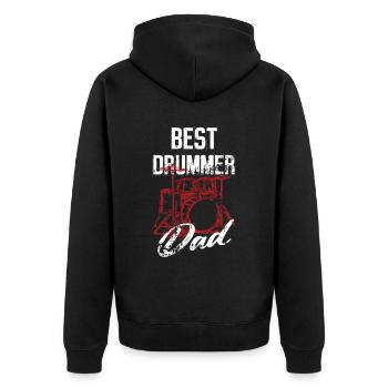 Bester Schlagzeuger Papa - Schlagzeug Rock Drummer - Unisex Premium Bio Zip Hoodie - Schwarz - Hinten - Nico (187cm)