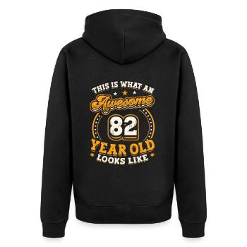 This is what an awestruck 82-year-old looks like. - Unisex Premium Organic Zip Hoodie - black - Back - Nico (187cm)