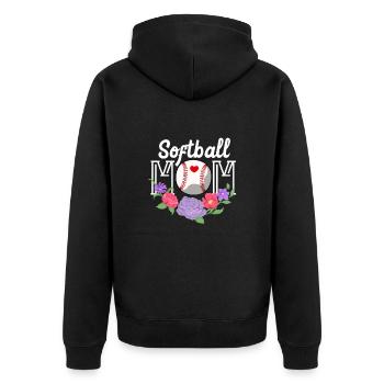 Softball Mutter Baseball Tochter Sohn Geschenk - Unisex Premium Bio Zip Hoodie - Schwarz - Hinten - Nico (187cm)