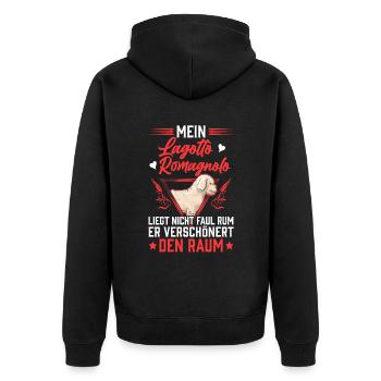 Lagotto Romagnolo liegt nicht rum Trüffelhund - Unisex Premium Bio Zip Hoodie - Schwarz - Hinten - Nico (187cm)