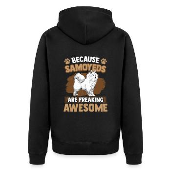 Samojede sind fantastisch Samojedenspitz - Unisex Premium Bio Zip Hoodie - Schwarz - Hinten - Nico (187cm)