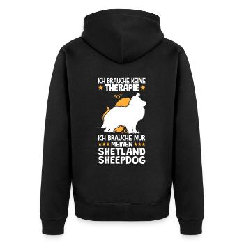 Ich brauche nur meinen Shetland Sheepdog - Unisex Premium Bio Zip Hoodie - Schwarz - Hinten - Nico (187cm)