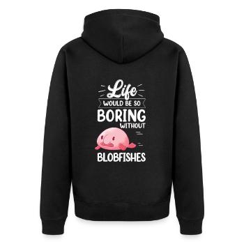 Blobfish would be boring without funny blob fish - Unisex Premium Organic Zip Hoodie - black - Back - Nico (187cm)