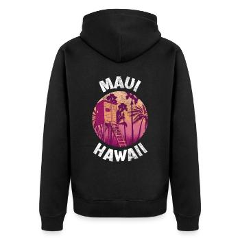 Retro-kunst Von Maui Hawaii Surfen Für 70er Jahre - Unisex Premium Bio Zip Hoodie - Schwarz - Hinten - Nico (187cm)
