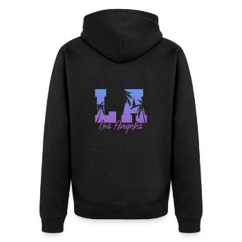 Los Angeles - Unisex Premium Organic Zip Hoodie - black - Back - Nico (187cm)