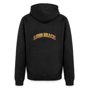 Long Beach Kalifornien USA Amerika LA Geschenk - Unisex Premium Bio Zip Hoodie - Schwarz - Hinten - Nico (187cm)