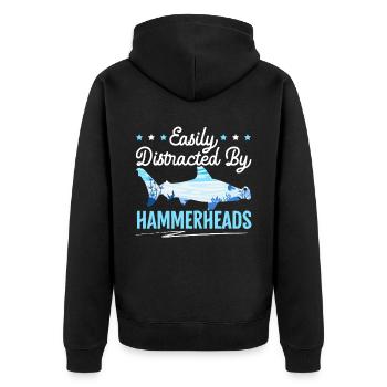 Facilement distrait par les requins-marteaux Biologie marine - Veste à capuche bio Premium Unisexe - noir - Dos - Nico (187cm)
