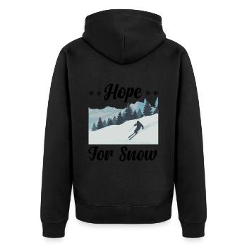 Hope for skiing fun in the snow - Unisex Premium Organic Zip Hoodie - black - Back - Nico (187cm)