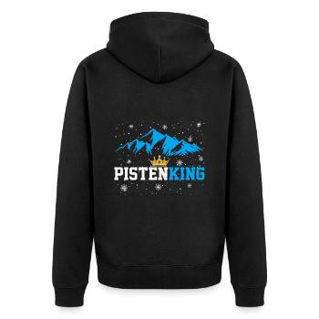 Pistenking Skiing Champ Snow Crown - Unisex Premium Organic Zip Hoodie - black - Back - Nico (187cm)
