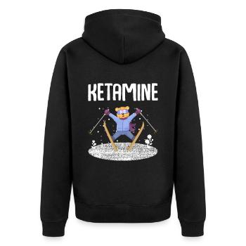 Ketamine Skiing Jumping Bear White - Unisex Premium Organic Zip Hoodie - black - Back - Nico (187cm)