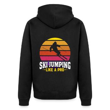 Saut à ski comme un pro Coucher de soleil - Veste à capuche bio Premium Unisexe - noir - Dos - Nico (187cm)
