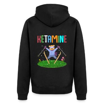 Ketamine Skiing Jumping Bear - Unisex Premium Organic Zip Hoodie - black - Back - Nico (187cm)