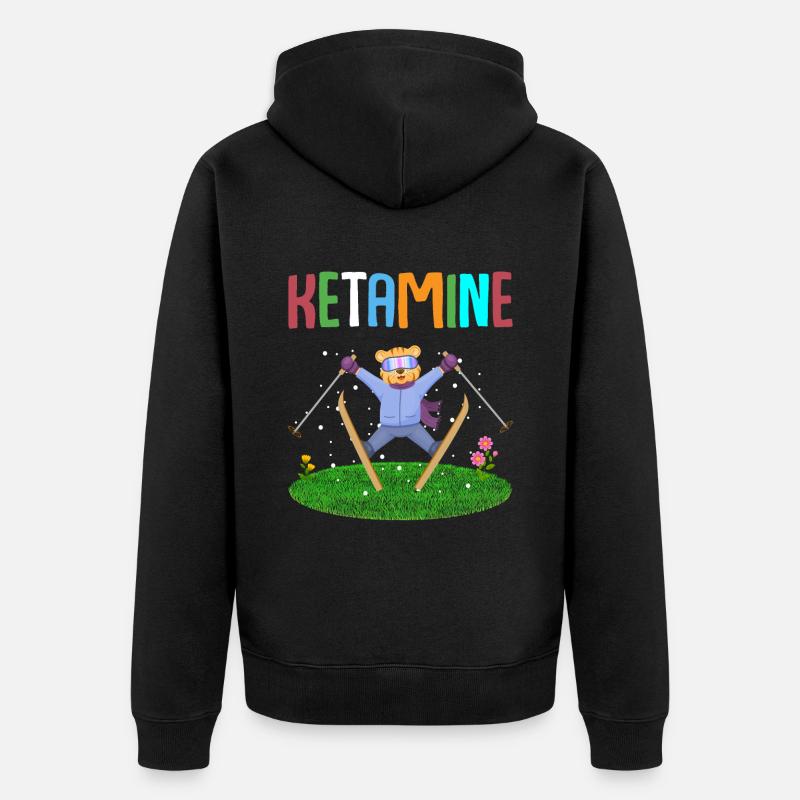 Kétamine Ski Jumping Bear - Veste à capuche bio Premium Unisexe - noir