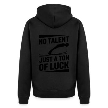 Kein Talent, Nur Eine Menge Glück Skispringen - Unisex Premium Bio Zip Hoodie - Schwarz - Hinten - Nico (187cm)