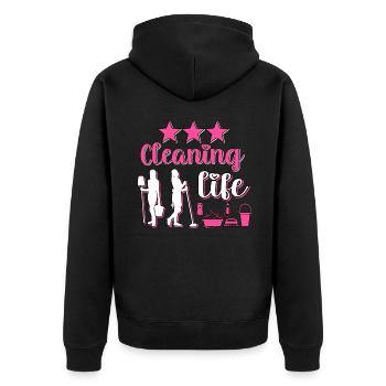 Housekeeper Maid Cleaner - Unisex Premium Organic Zip Hoodie - black - Back - Nico (187cm)