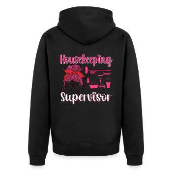 Housekeeper Maid Cleaner - Unisex Premium Organic Zip Hoodie - black - Back - Nico (187cm)