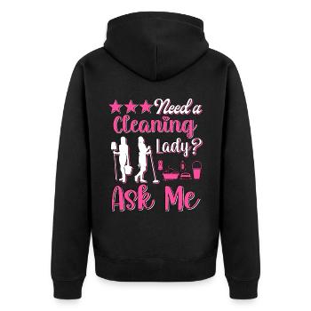 Housekeeper Maid Cleaner - Unisex Premium Organic Zip Hoodie - black - Back - Nico (187cm)