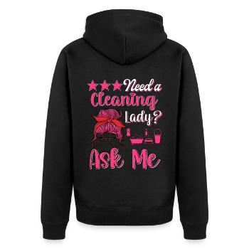 Housekeeper Maid Cleaner - Unisex Premium Organic Zip Hoodie - black - Back - Nico (187cm)