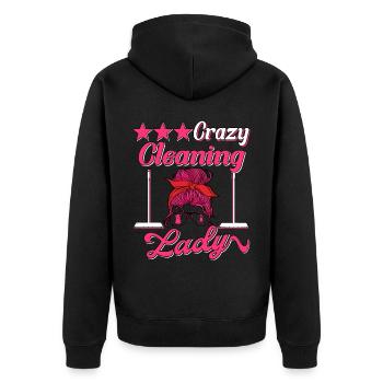 Housekeeper Maid Cleaner - Unisex Premium Organic Zip Hoodie - black - Back - Nico (187cm)