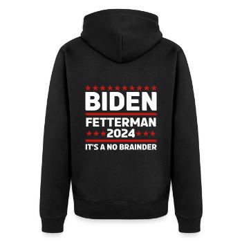 Funny Biden Fetterman 2024 - Unisex Premium Organic Zip Hoodie - black - Back - Nico (187cm)