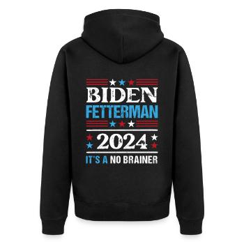 Biden Fetterman 2024 It's a No Brainer - Unisex Premium Organic Zip Hoodie - black - Back - Nico (187cm)