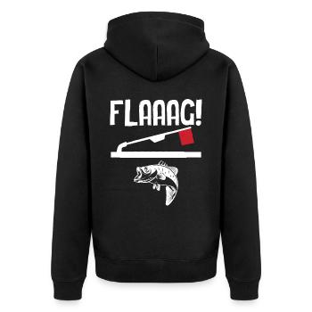 Ice Fishing - Flaaag! - Unisex Premium Organic Zip Hoodie - black - Back - Nico (187cm)