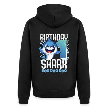 Birthday Shark 1st Birthday Shark 1 Year Shark - Unisex Premium Organic Zip Hoodie - black - Back - Nico (187cm)