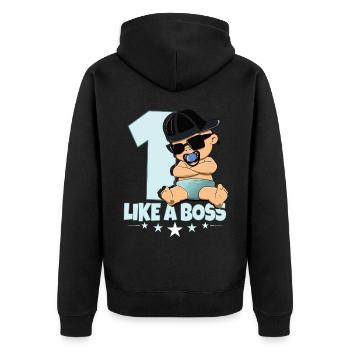 Baby Geburtstag Junge Mädchen 1 Jahr Like a Boss - Unisex Premium Bio Zip Hoodie - Schwarz - Hinten - Nico (187cm)