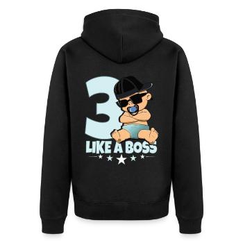 Baby Geburtstag Junge Mädchen 3 Jahre Like a Boss - Unisex Premium Bio Zip Hoodie - Schwarz - Hinten - Nico (187cm)