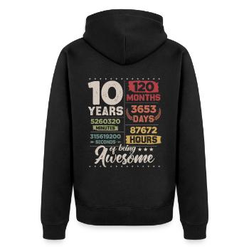 10 Years Awesome Retro 10. Geburtstag Countdown - Unisex Premium Bio Zip Hoodie - Schwarz - Hinten - Nico (187cm)