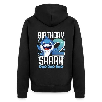 Birthday Shark 2. Geburtstag Haifisch 2 Jahre Hai - Unisex Premium Bio Zip Hoodie - Schwarz - Hinten - Nico (187cm)