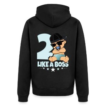 Baby Geburtstag Junge Mädchen 2 Jahre Like a Boss - Unisex Premium Bio Zip Hoodie - Schwarz - Hinten - Nico (187cm)