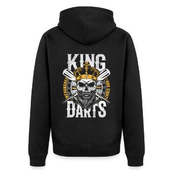 Retro Dart Motifs & Vintage Dartboard 180 Dart - Unisex Premium Organic Zip Hoodie - black - Back - Nico (187cm)