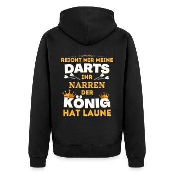 Retro Dartmotive & vintage Dartscheibe 180 Dart - Unisex Premium Bio Zip Hoodie - Schwarz - Hinten - Nico (187cm)
