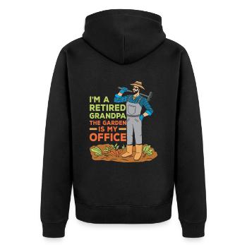 Je suis un grand-père à la retraite Le jardin est mon bureau - Veste à capuche bio Premium Unisexe - noir - Dos - Nico (187cm)