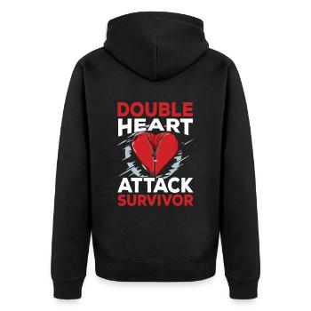 Doppelter Herzinfarkt Überlebender Herzanfall - Unisex Premium Bio Zip Hoodie - Schwarz - Hinten - Nico (187cm)