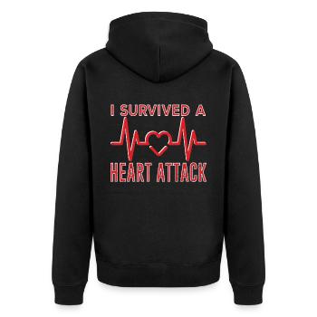 Ich Habe Einen Herzinfarkt Überlebt Herzanfall - Unisex Premium Bio Zip Hoodie - Schwarz - Hinten - Nico (187cm)