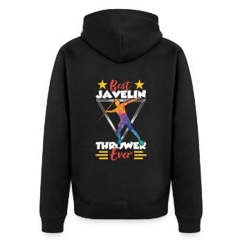 Bester Speerwerfer Aller Zeiten Speerwerfen Speer - Unisex Premium Bio Zip Hoodie - Schwarz - Hinten - Nico (187cm)