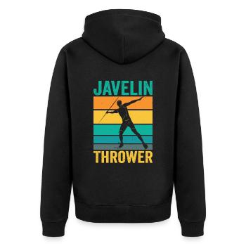 Speerwerfer Speer Speerwerfen Speerwurf - Unisex Premium Bio Zip Hoodie - Schwarz - Hinten - Nico (187cm)