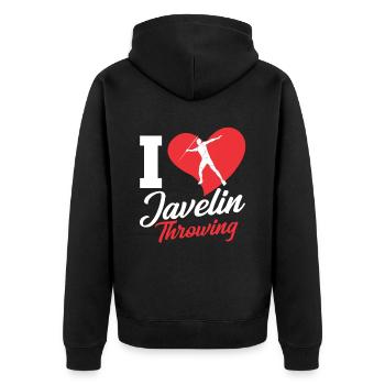 J’aime lancer de javelot Lancer de javelot Lancer de javelot - Veste à capuche bio Premium Unisexe - noir - Dos - Nico (187cm)