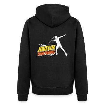 Speerwerfen Speerwerfer Speerwurf Speer - Unisex Premium Bio Zip Hoodie - Schwarz - Hinten - Nico (187cm)
