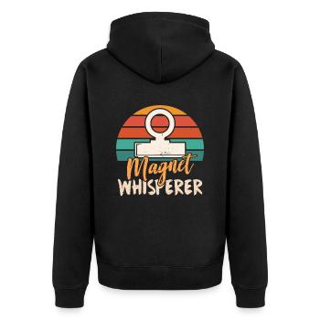 Magnet Whisperer Magnet Fisher Magnet Fishing - Unisex Premium Organic Zip Hoodie - black - Back - Nico (187cm)