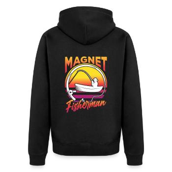 Magnet Fishing Magnet Magnet Fishing - Unisex Premium Organic Zip Hoodie - black - Back - Nico (187cm)