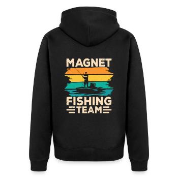 Magnet Fishing Team Magnet Fishing Magnet Fishermen - Unisex Premium Organic Zip Hoodie - black - Back - Nico (187cm)