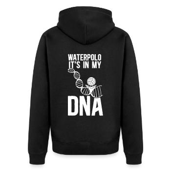 Water Polo Dna Water Polo It's In - Unisex Premium Bio Zip Hoodie - Schwarz - Hinten - Nico (187cm)