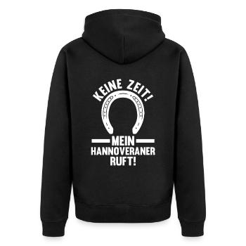 Pferd Reitsport Reiten Pferdesport Hannoveraner - Unisex Premium Bio Zip Hoodie - Schwarz - Hinten - Nico (187cm)