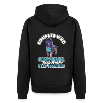Pinball Pair - Unisex Premium Organic Zip Hoodie - black - Back - Nico (187cm)