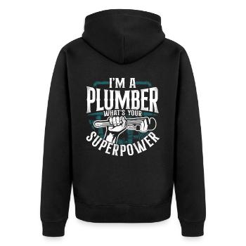 Plombier de plomberie vintage Je suis un - Veste à capuche bio Premium Unisexe - noir - Dos - Nico (187cm)