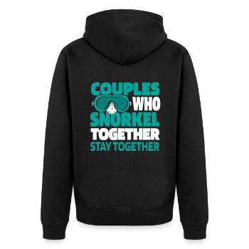 Schnorcheln Paar - Unisex Premium Bio Zip Hoodie - Schwarz - Hinten - Nico (187cm)